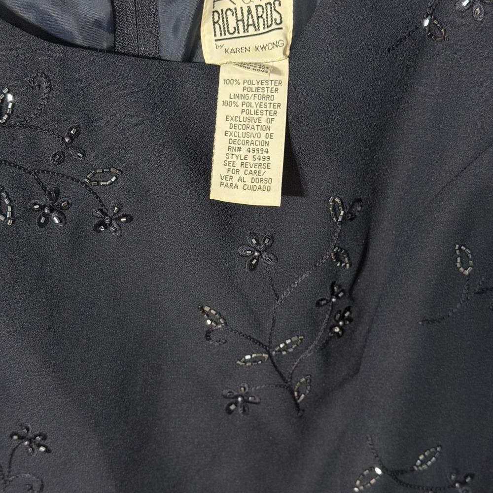 R&M Richards Mother of the Bride Dress 10 Navy Blue Embroidered Beaded Formal - Picture 9 of 11